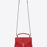 Saint Laurent Red Matelasse Medium College Bag