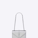 Saint Laurent Silver Matelasse Medium Classic Monogram Satchel Bag