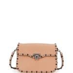 Valentino Beige Rockstud Rolling Shoulder Bag