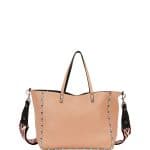 Valentino Beige/Black Rockstud Rolling Reversible Tote Bag