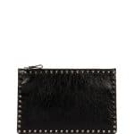 Valentino Black Crinkled Leather Large Rockstud Pouch Bag