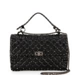 Valentino Black Matelasse Large Rockstud Shoulder Bag