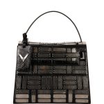 Valentino Black Metal Panel Embellished My Rockstud Top Handle Bag