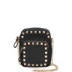 Valentino Black Rockstud Zip Pouch with Strap Bag