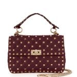 Valentino Bordeaux Matelasse Medium Rockstud Shoulder Bag