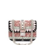 Valentino Multicolor Beaded Geometric Patch Small Lock Flap Bag