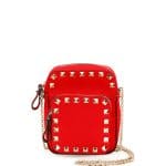 Valentino Red Rockstud Zip Pouch with Strap Bag