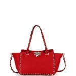 Valentino Red Small Rockstud Rolling Tote Bag