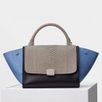 Celine Medium Blue Multicolor Python Small Trapeze Bag