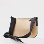 Celine Natural/Black Suede Small Ribbon Shoulder Bag