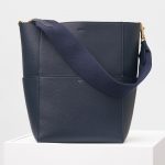 Celine Navy Soft Grained Calfskin Sangle Shoulder Bag