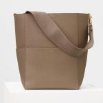 Celine Taupe Soft Grained Calfskin Sangle Shoulder Bag