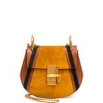 Chloe Classic Tobacco Calfskin/Suede Patchwork Mini Drew Bag