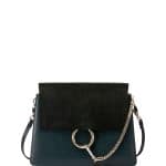 Chloe Fresh Blue/Black Suede/Leather Medium Faye Bag