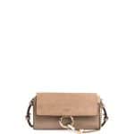 Chloe Motty Grey Suede/Leather Faye Wallet-on-a-Strap