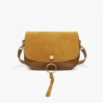Chloe Mustard Brown Suede/Smooth Calfskin Kurtis Shoulder Bag