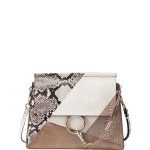 Chloe Off White Python/Calf Hair Patchwork Medium Faye Bag