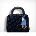 Dior Black/Blue Print Fabric Lily Bag