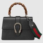 Gucci Black Dionysus Medium Bamboo Top Handle Bag