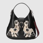 Gucci Black Dog Embroidered Dionysus Large Hobo Bag
