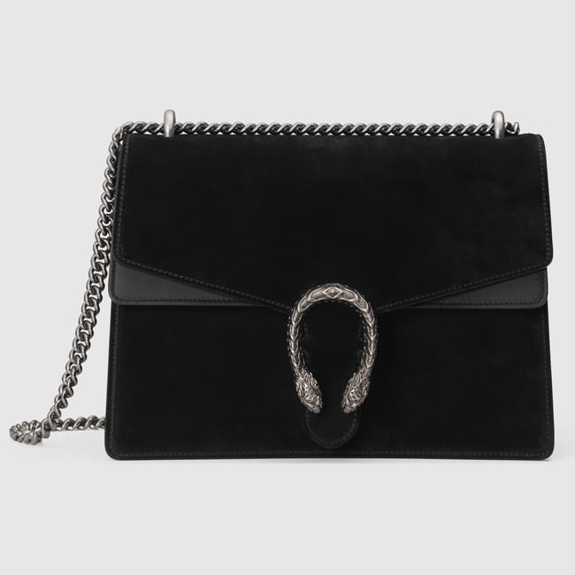 gucci dionysus medium black suede