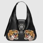 Gucci Black Tiger Embroidered Dionysus Maxi Hobo Bag