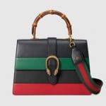 Gucci Black/Green/Red Striped Dionysus Large Bamboo Top Handle Bag