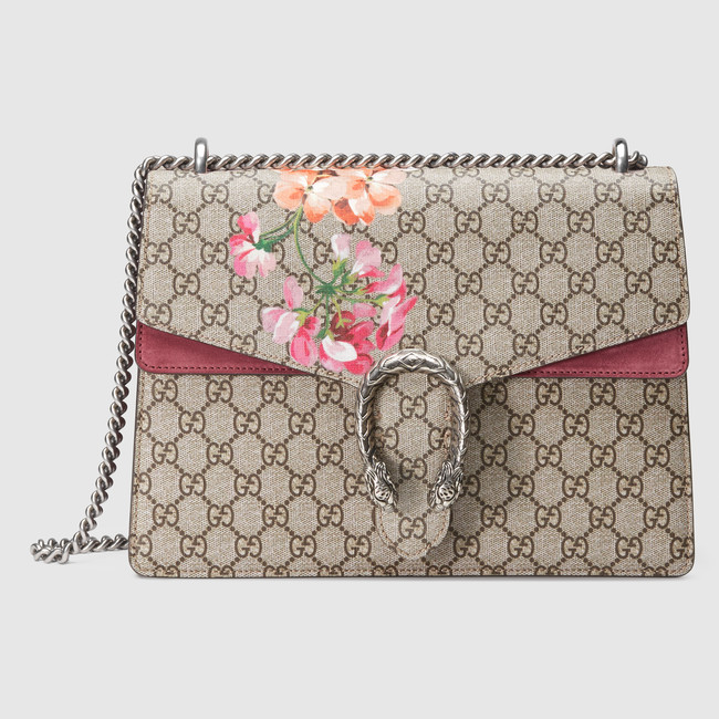 GUCCI Dionysus Medium GG Supreme Embroidered Shoulder Bag 400235 Beige