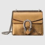 Gucci Gold Metallic Python Mini Dionysus Shoulder Bag