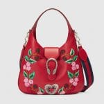 Gucci Hibiscus Red Floral Embroidered Dionysus Medium Hobo Bag