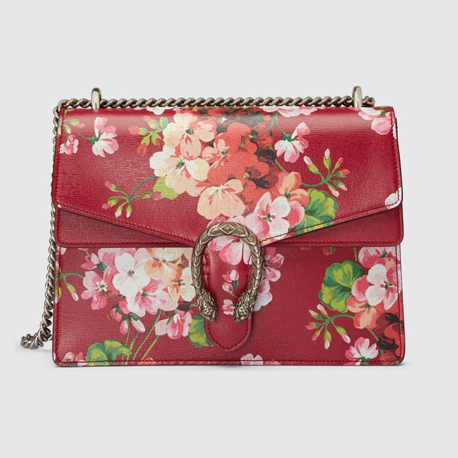 Gucci Red Leather Floral Embroidered Dionysus Shoulder Bag Gucci