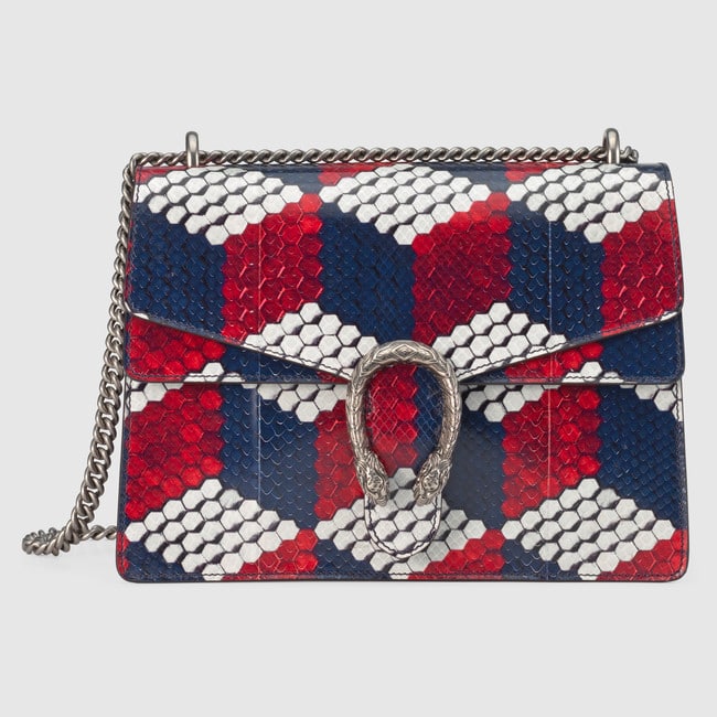 Gucci Dionysus Shoulder Bag Bee Medium Red/White/Blue in Leather with  Silver-tone - US