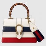 Gucci White/Blue/Red Dionysus Medium Bamboo Top Handle Bag