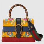 Gucci Yellow Jacquard Floral Dionysus Medium Bamboo Top Handle Bag