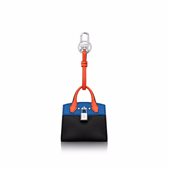 Louis Vuitton Blue/Orange City Steamer Key Holder and Bag Charm