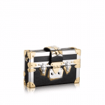 Louis Vuitton Black/Gold/Silver Calfskin with Metal Trim Petite Malle Bag
