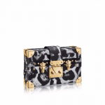 Louis Vuitton Black/Gray Wild Animal Print Petite Malle Bag