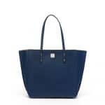 MCM Navy Blue Sophie Top Zip Leather Shopper Bag