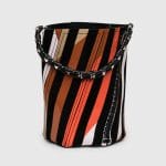 Proenza Schouler Black/Electric Orange Striped Whipstitch Medium Hex Bucket Bag