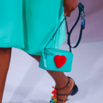 Anya Hindmarch Turquoise with Heart Pattern Camera Bag - Spring 2017
