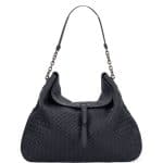 Bottega Veneta Denim Blue Intrecciato Cervo Flap Top Hobo Bag