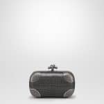 Bottega Veneta Light Grey/Silver Crocodile/Intrecciato Knot Clutch Bag