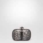 Bottega Veneta New Light Grey Ardoise Intrecciato Ayers Club Leather Knot Clutch Bag