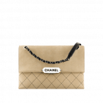 Chanel Beige/Black Suede Retro Label Flap Bag