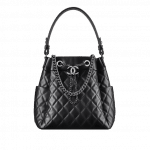 Chanel Black Lambskin Chain Bucket Bag