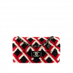 Chanel Black/Red/White Checkered Medium Classic Flap Bag
