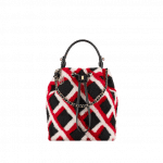 Chanel Black/Red/White Checkered Sheepskin Drawstring Bag