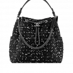 Chanel Black/White Tweed and Calfskin Large Chain Bucket Bag