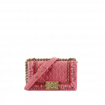 Chanel Coral/Pink Lambskin/Grosgrain/Braid Boy Chanel Jacket Small Bag