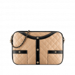 Chanel Light Beige/Black Lambskin Girl Chanel Clutch Bag